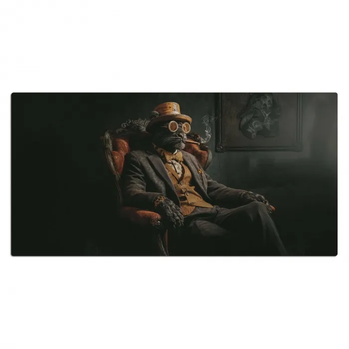 Kat - Pak - Oranje - Sigaar Muismat XXL klein -3d_leeg