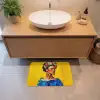 Frida Kahlo - Vrouw - Geel - Blauw - Bloemen Badmat klein -sfeer1