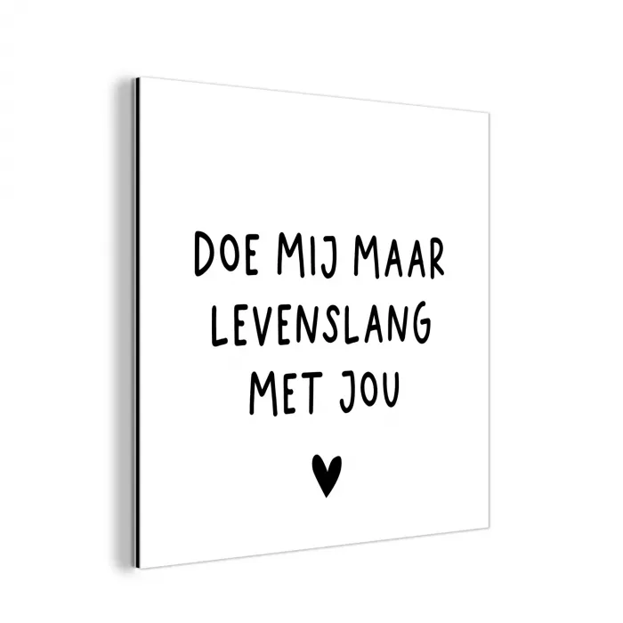 Spreuken - Doe mij maar levenslang met jou - Quotes aluminium wit klein -3d
