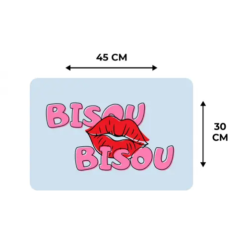 Bisou - Blauw - Roze - Lippen Placemat vinyl groot -specs