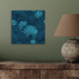 Bladeren - Reliëf - Patroon - Oceaanblauw - Modern aluminium wit klein 46 -sfeer2