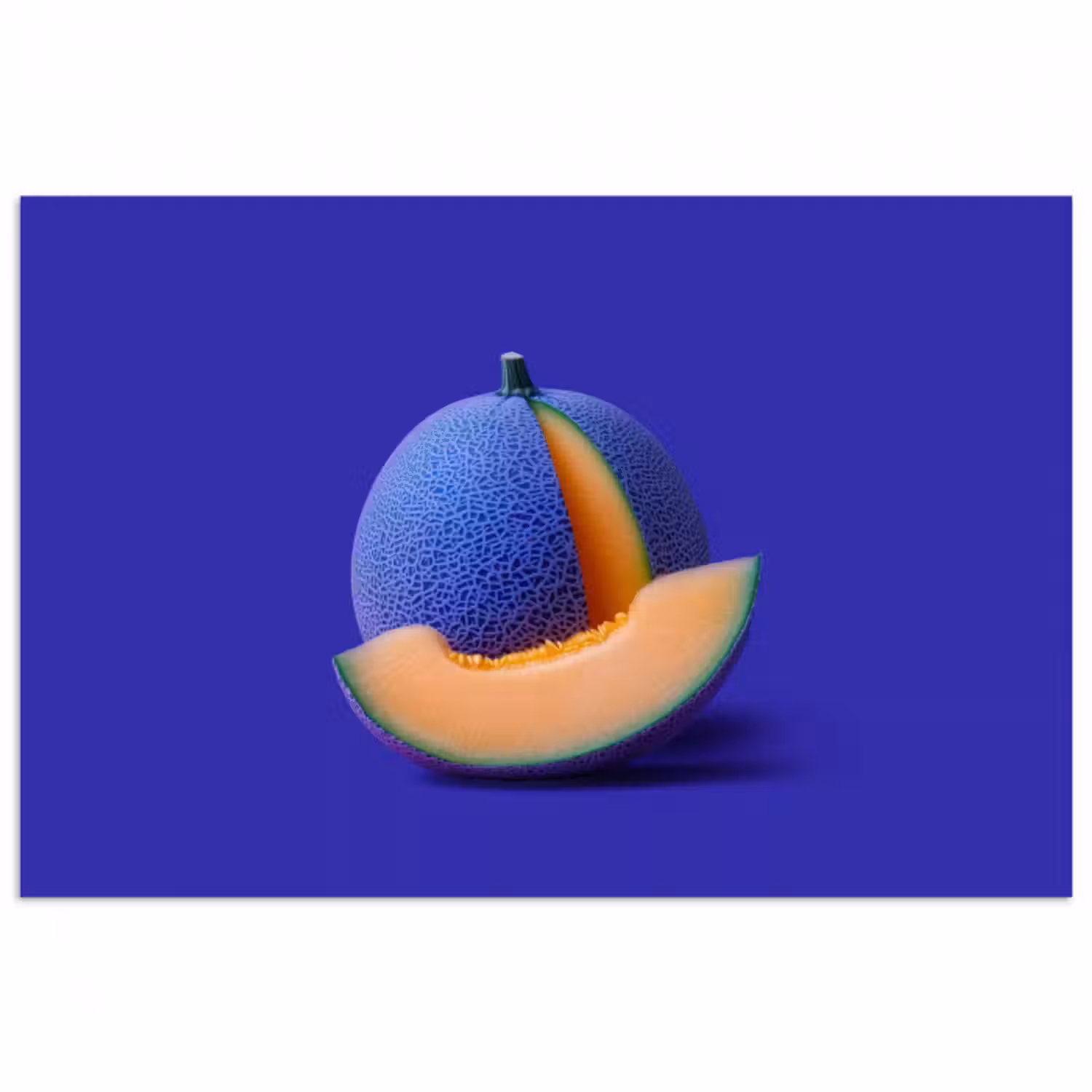 Poster - Melone - Blau - Orange - Kunstvoll