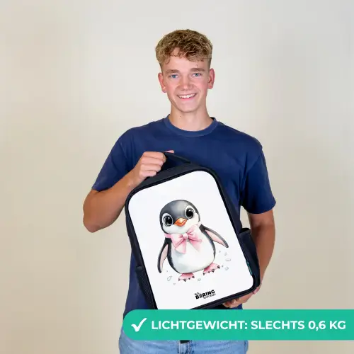Pinguïn met roze strik en ijsdruppels Rugzak - Zwart middel -sfeer7_NL
