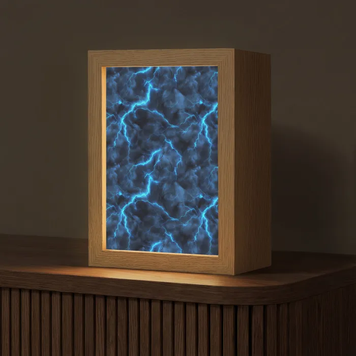 Donker - Blauw - Bliksem Light Box met kabel (Tafellamp) klein 925 -z3d_website