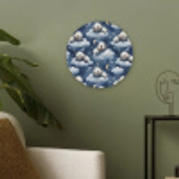 Panda's - Slapen - Blauw Akoestische PET Vilt - Rond klein 838 -sfeer2