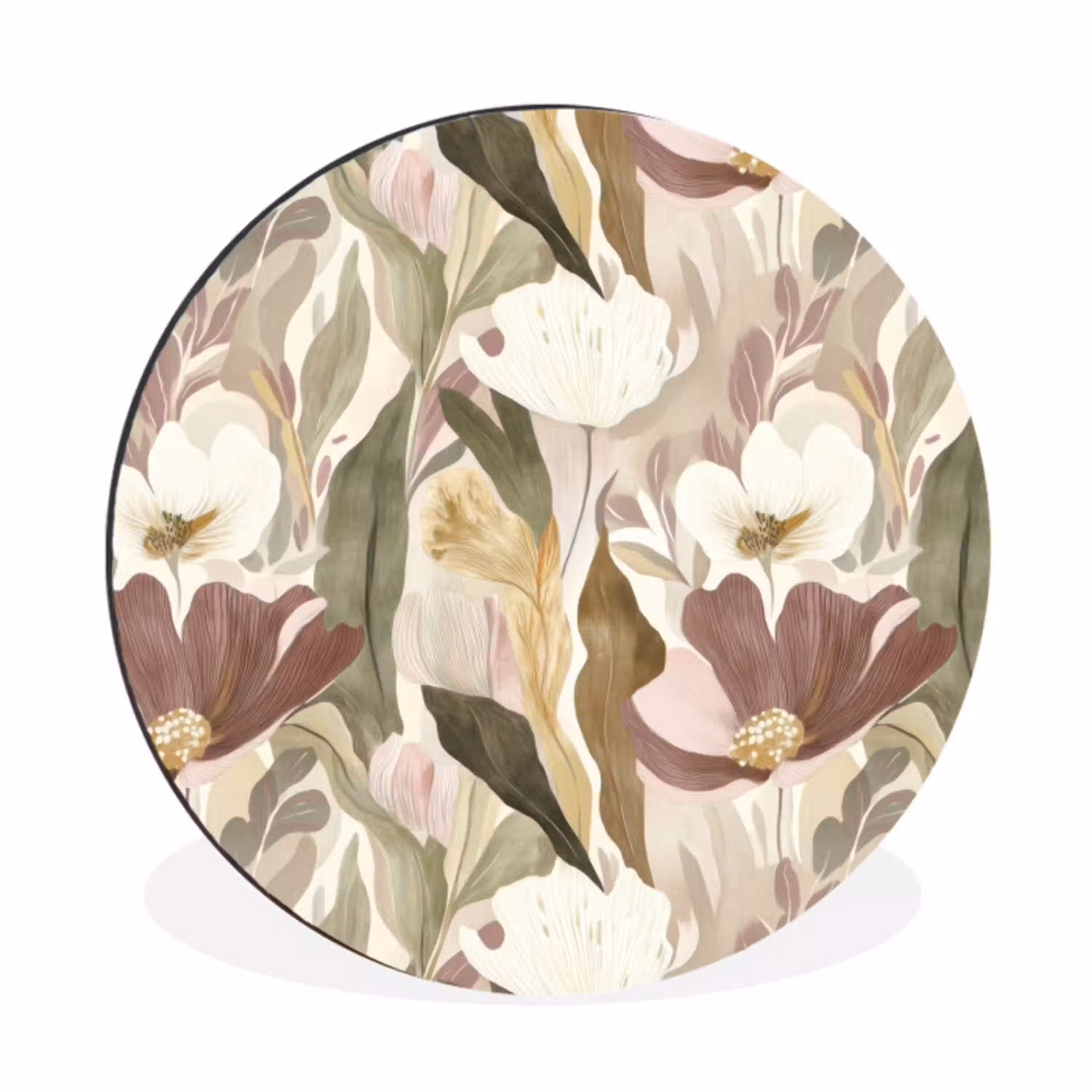 Bloemen - Aquarel - Kleurrijk Wandcirkel aluminium klein 190 -3d