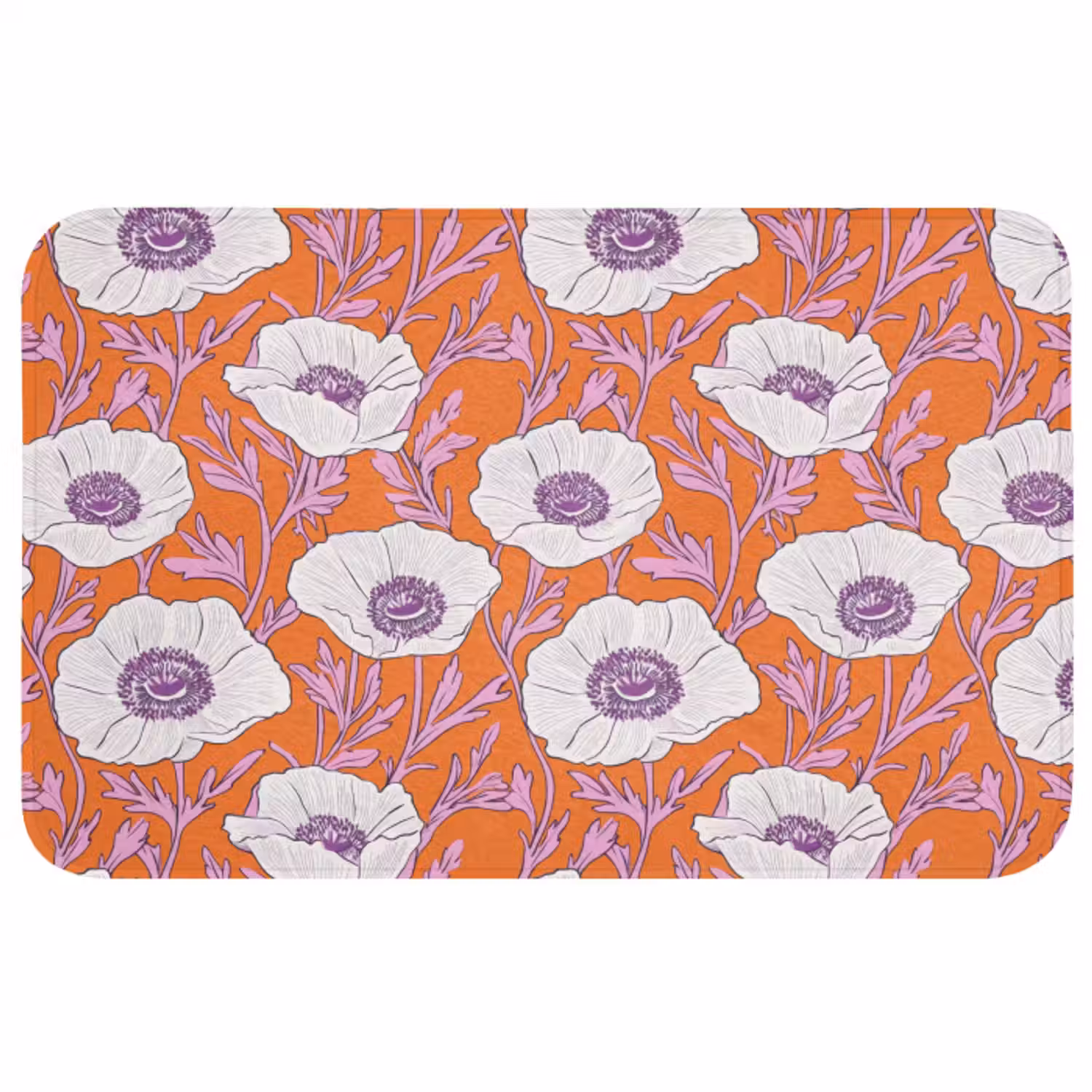 Wc Mat - Bloemen - Grafisch - Oranje