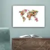Wereldkaart - Bloemen - Felgekleurd canvas 2cm klein -sfeer4