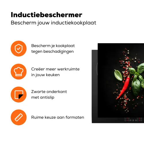 Chilipepers - Basilicum - Blaadjes - Rood Inductie beschermer vinyl 3mm klein -zzzzzzz-td-ups