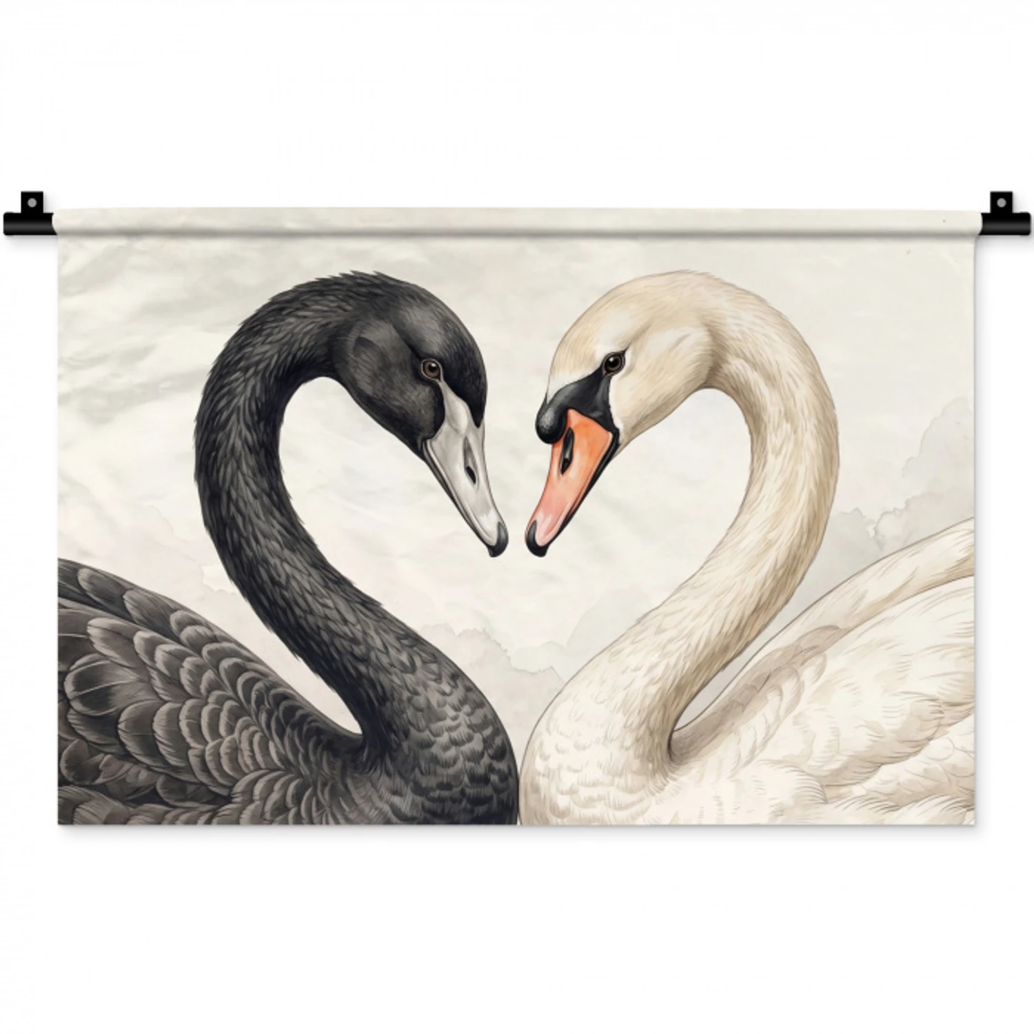 Zwanen - Hartvorm - Dieren Wandkleed katoen klein -zz3d