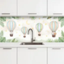Aquarel - Luchtballonnen - Pastel keuken achterwand 2 middel -3d