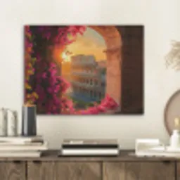 Colosseum - Rome - Roze Bloemen PET vilt klein -sfeer1
