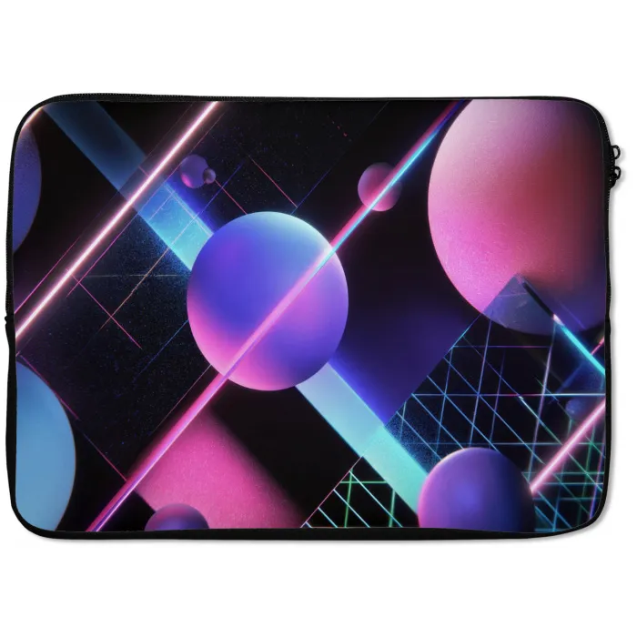 Bollen - Neon - Lijnen - Roze laptophoes neopreen klein -zkaufland3dotto