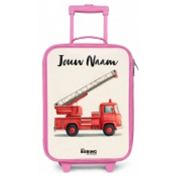 Brandweerwagen - Getekend - Rood Kinderkoffer - Roze klein -zz3dotto