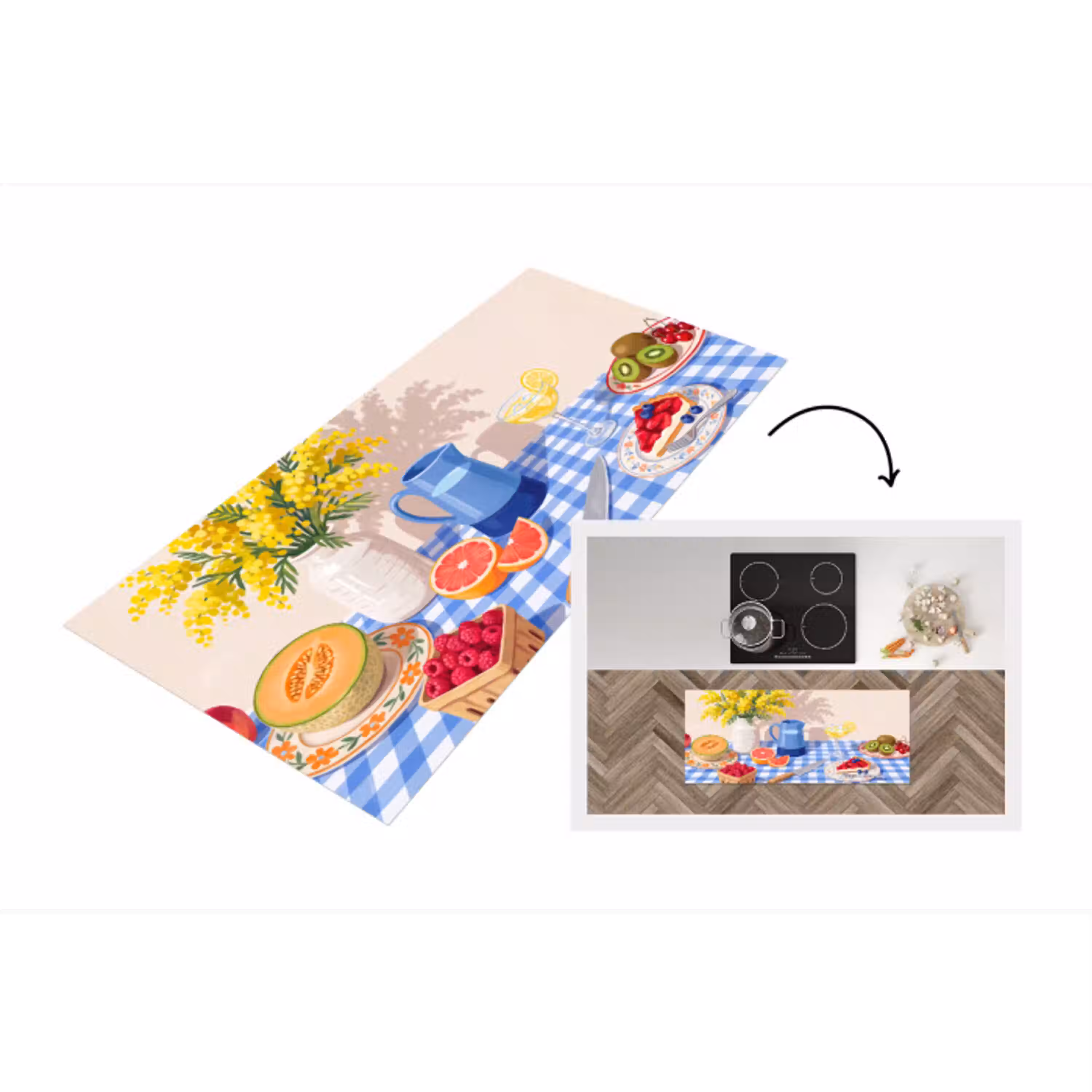Eten - Fruit - Zomer Keukenloper - keukenmat middel -3d