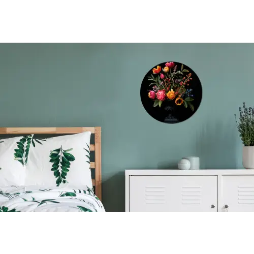 Tulpen - Bessen - Boeket - Vaas Wandcirkel aluminium klein -slaapkamer