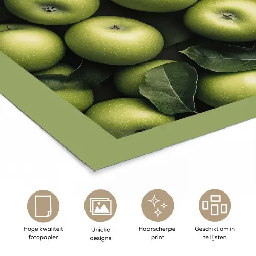 Appels - Groen - bladeren poster papier klein -closeup_NL