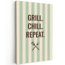 Quote - Strepen - Grill Tuinposter op houten frame 2 cm dik klein -3d