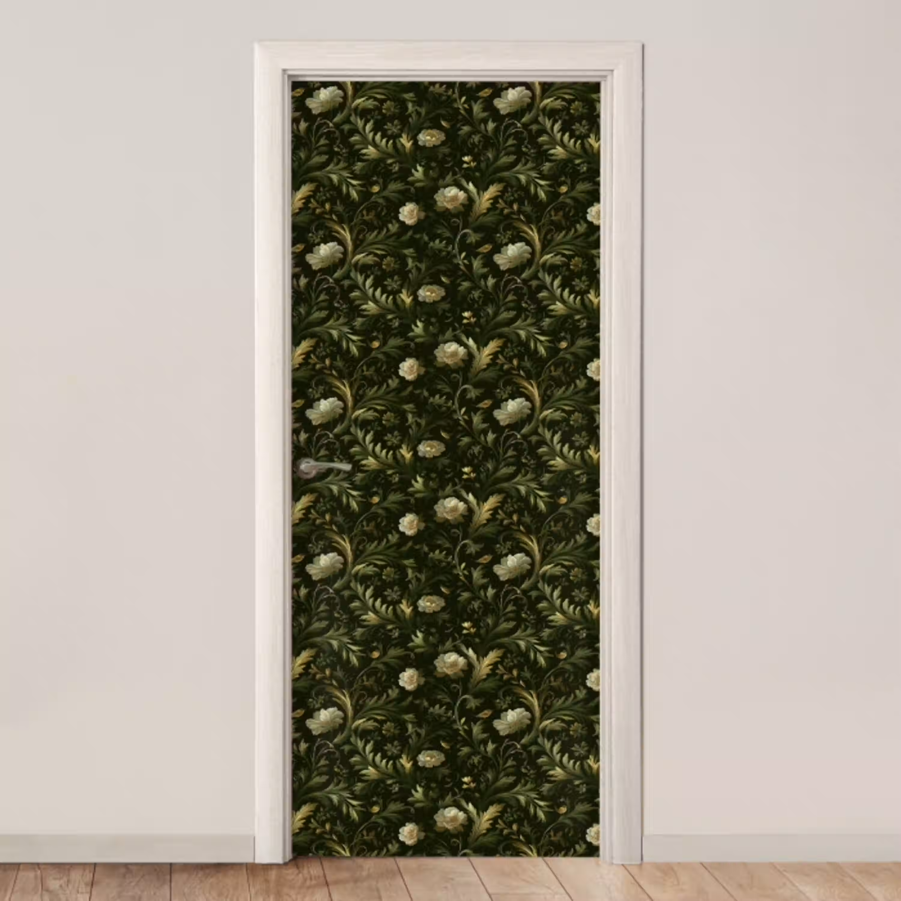 Botanisch - Naadloos - Bloemen deurposter klein 289 -3d_beige
