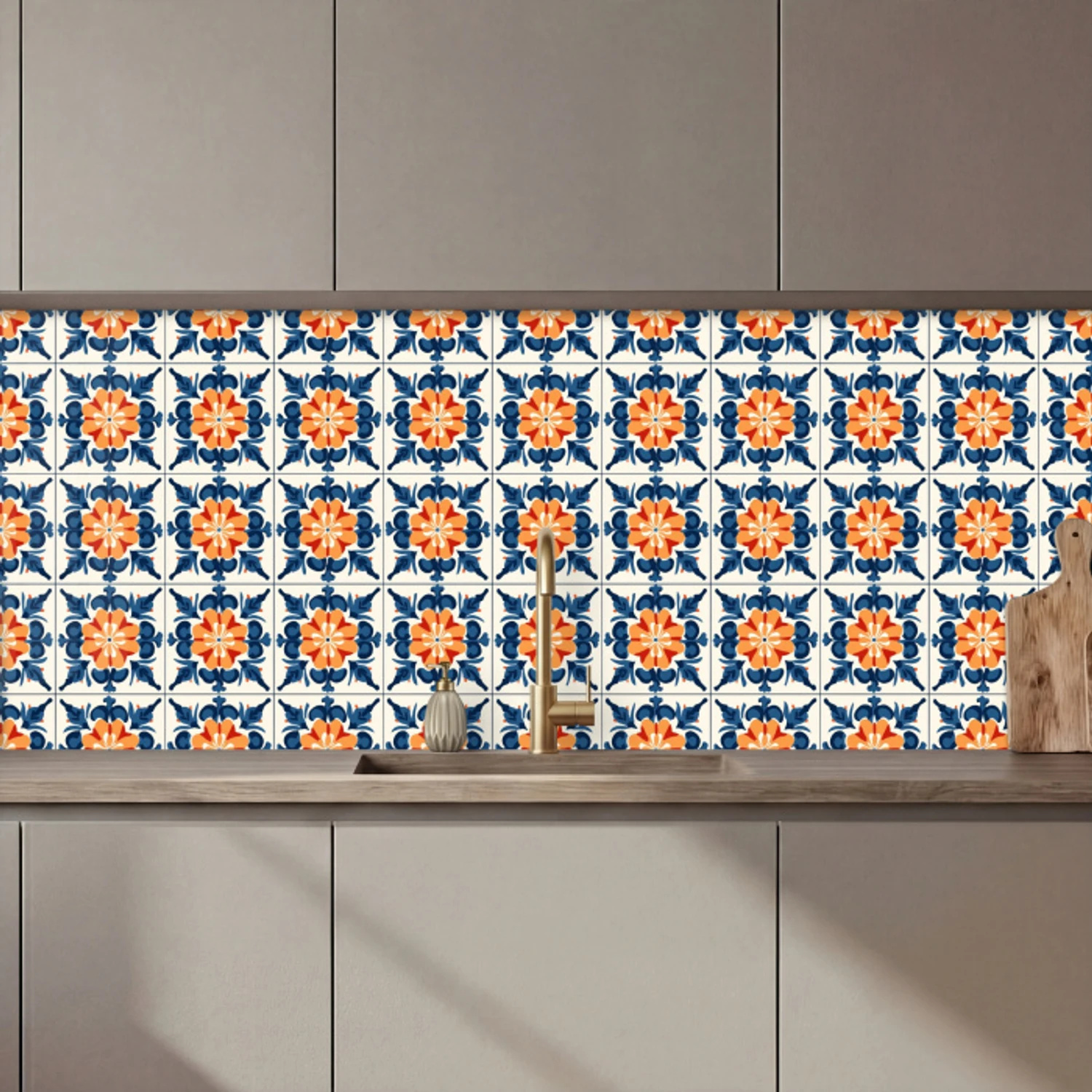 Traditioneel - Tegel - Oranje keuken achterwand 2 middel 871 zz_3dshopping