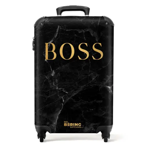 Quotes - Boss - Marmer look - Goud - Zwart NBS - Handbagage koffer - Kinderen Unisex middel -productfoto_recht