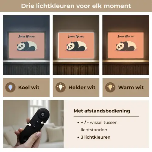 Panda - Slaap - Oranje Light Box met batterij (Wandlamp kind) middel -USP_lichtkleurNL