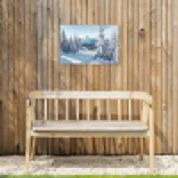 Winterlandschap - Natuur - Berg - Bomen - Sneeuw Tuinposter op houten frame 2 cm dik klein -sfeer4