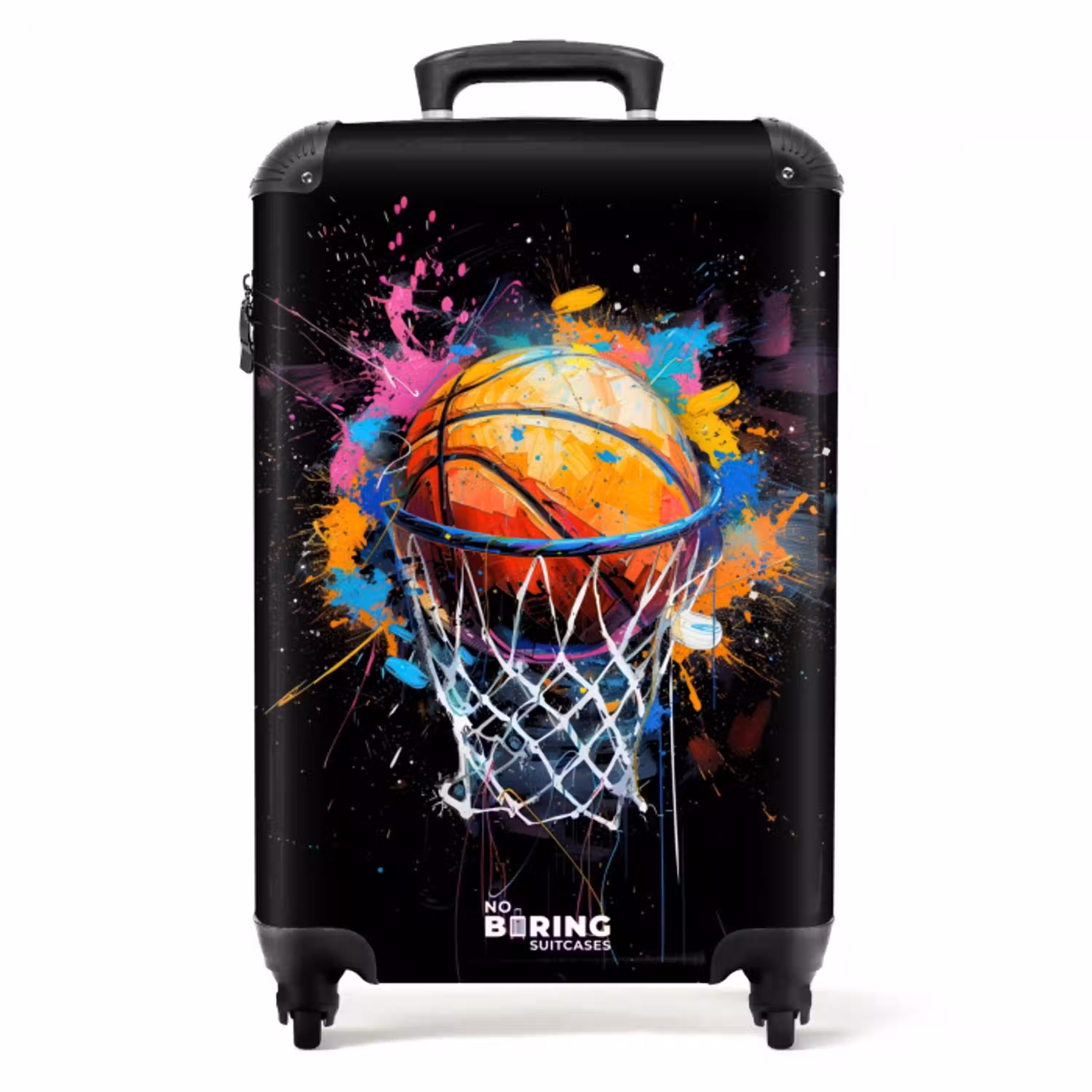 Basketbal met graffiti NBS - Handbagage koffer - Unisex middel -productfoto_recht