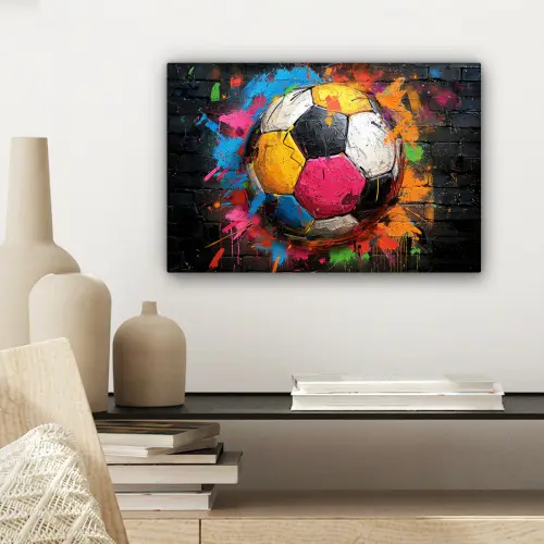 Graffiti - Voetbal - Muur - Street art - Sport canvas 2cm klein -sfeer6