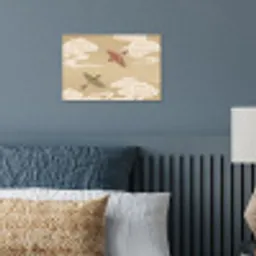 Vogels - Vliegen - Beige poster papier klein -sfeer2