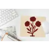 Bloemen - Bladeren - Rood - Minimalistisch muismat rubber klein -witbureau