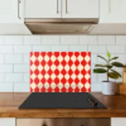 Golvend patroon - Retro - Rood - Beige keuken achterwand spatscherm klein 900 -sfeer2