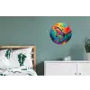 Haai - Koraalrif - Abstract - Kleurrijk Wandcirkel aluminium klein -slaapkamer