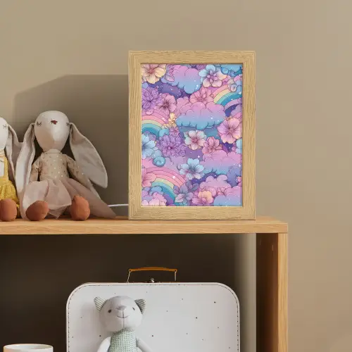 Regenbogen - Bloemen - Kleurrijk - Wolken Light Box met kabel klein -sfeer2_kind