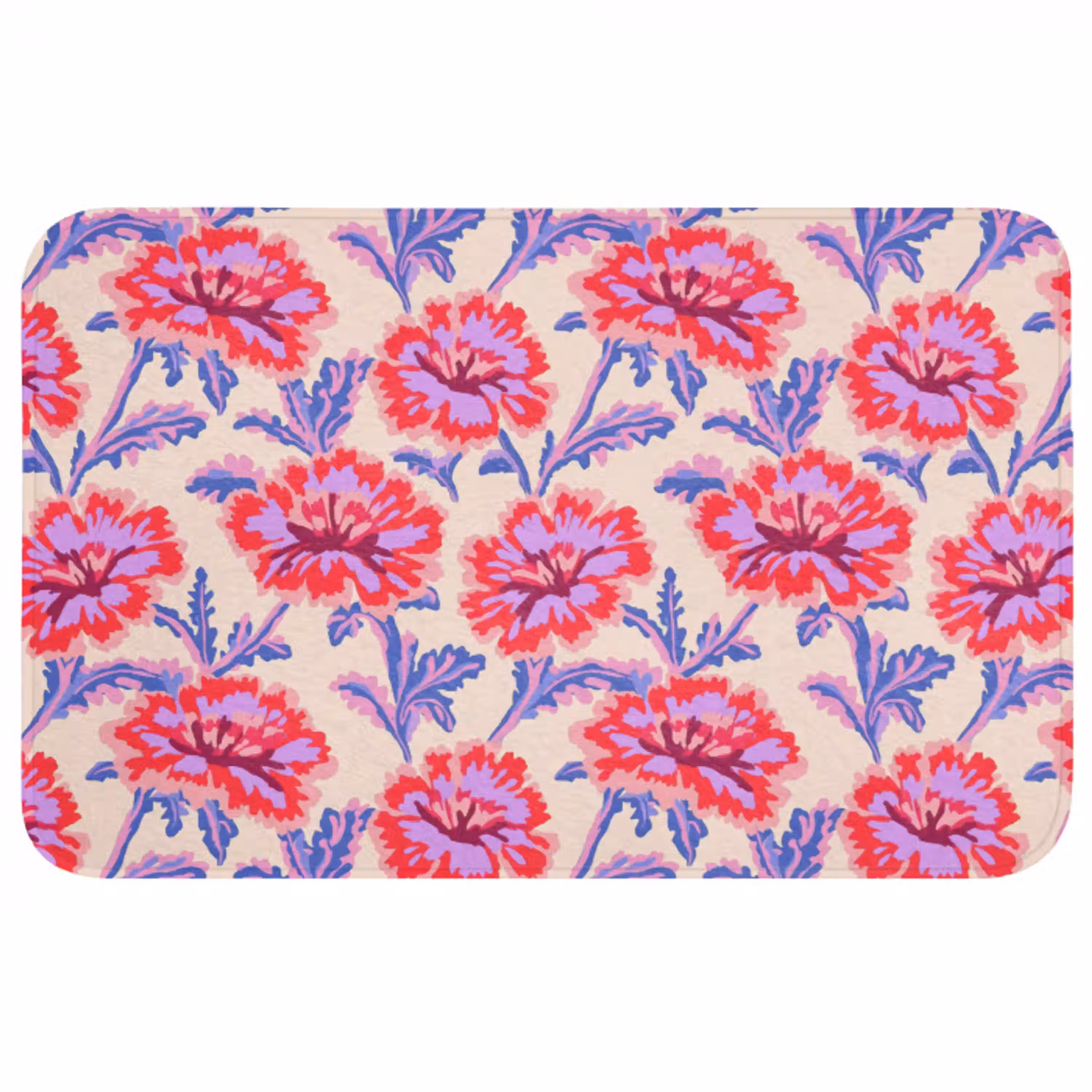Bloemen - Patroon - Meerkleurig Badmat middel 997 -3d