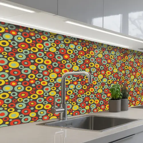 Patroon - Jaren 70 - Retro - Bubbel keuken achterwand 2 middel 871 -3d_schuin
