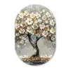 Boom - Bloemen - Wit - Natuur - Kunst Wandcirkel Ovaal Forex klein -3d