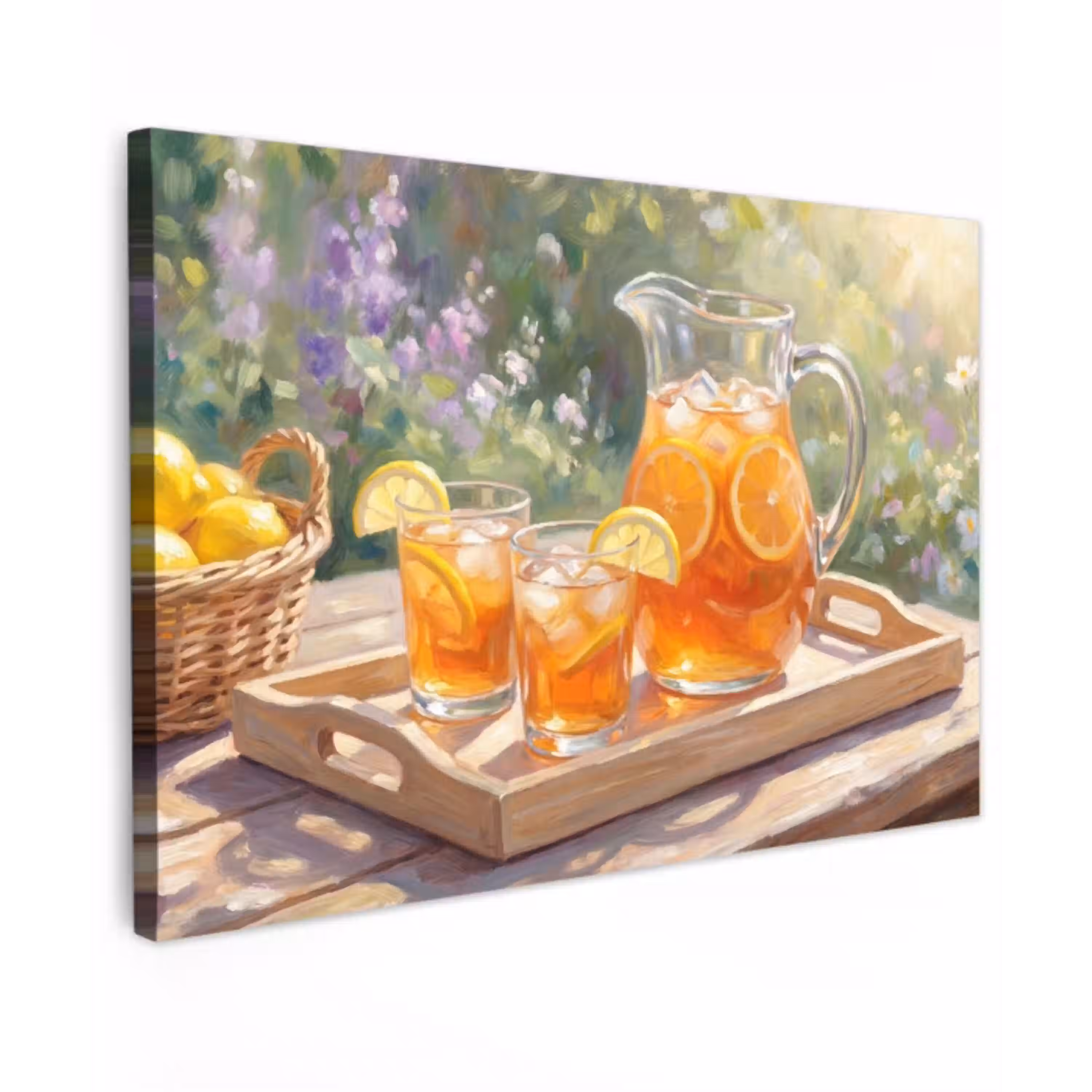 Drank - Citroen - Zomer - Tuin - Geel Tuinposter op houten frame 2 cm dik klein -3d