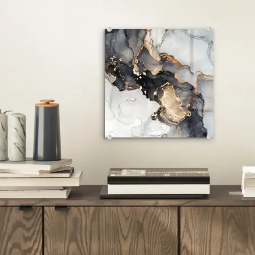Marmer - Goud - Abstract - Zwart Wit - Luxe plexiglas 5mm klein -sfeer1