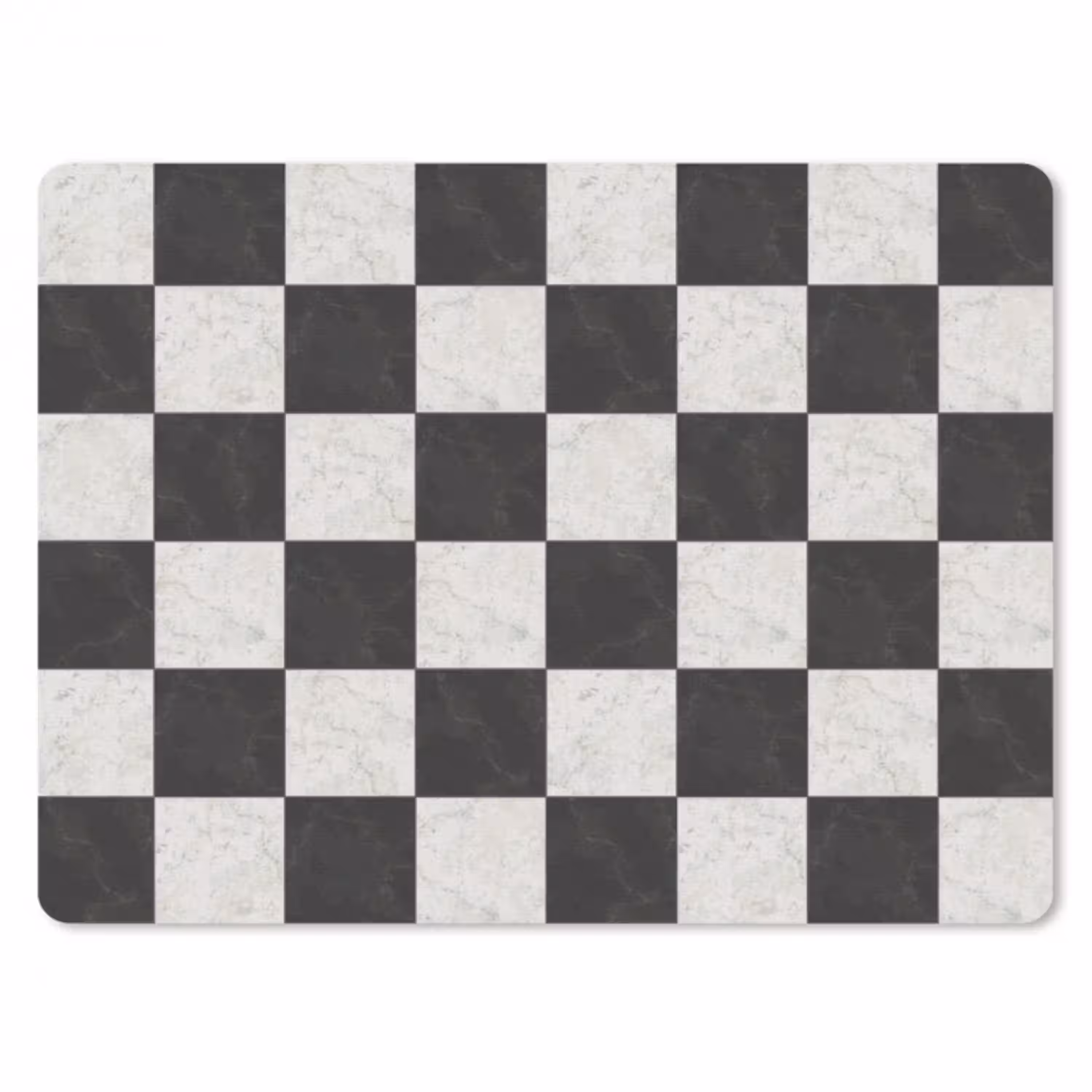 Dambord - Marmer - Zwart - Wit muismat rubber klein 262 -3d