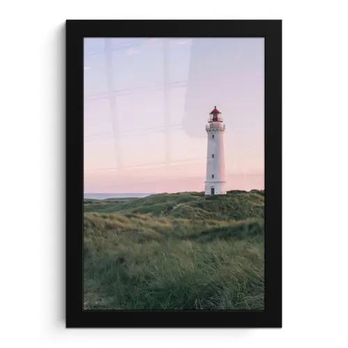 Vuurtoren - Duinlandschap - Zee fotolijst zwart zonder passe partout klein -3d