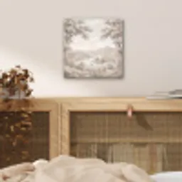 Rivierlandschap - Bergen - Natuur - Vintage - Beige aluminium wit klein -sfeer3