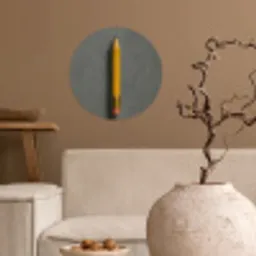 Potlood - Schilderij - Geel Wandcirkel behangsticker klein -sfeer1
