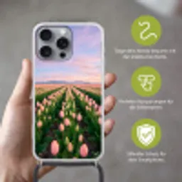 Tulpen - Landschap - Roze Hoesje iPhone 16 Pro Max met koord klein -sfeer2_DE
