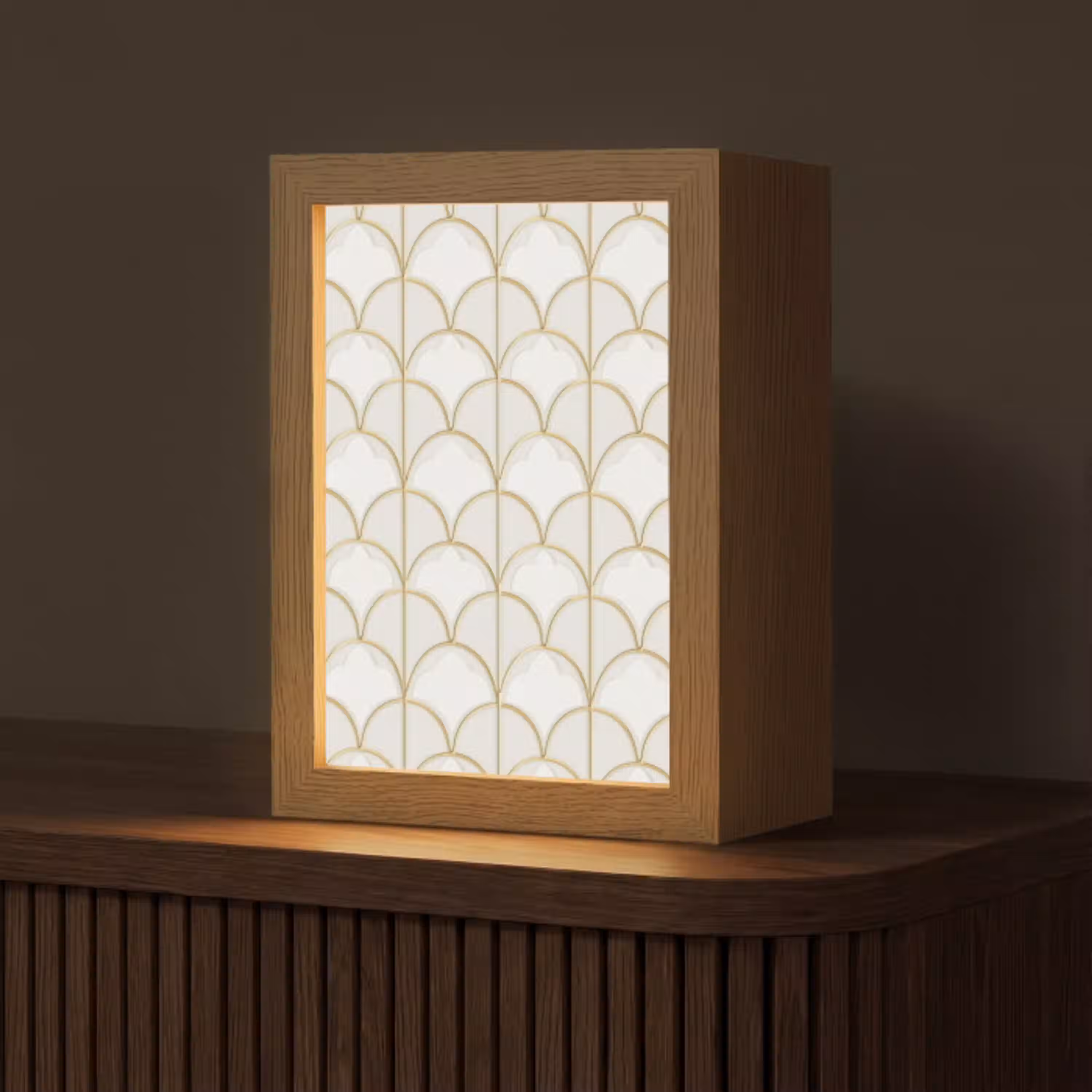 Mozaïek - Bogen - Goud Light Box met kabel (Tafellamp) klein 925 -z3d_website