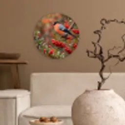 Goudvink - Bessen - Herfst - Natuur - Kleurrijk Wandcirkel kunststof plaat 5mm dik klein -sfeer1