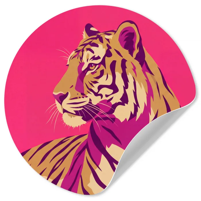 Tijger - Modern - Neon Wandcirkel behangsticker klein -3d