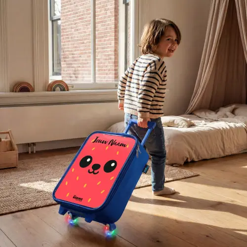 Kawai - Aardbei - Rood Kinderkoffer - Blauw klein -sfeer1