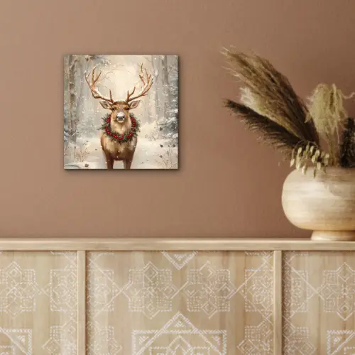 Kerst - Rendier - Winter - Krans aluminium wit klein -sfeer4