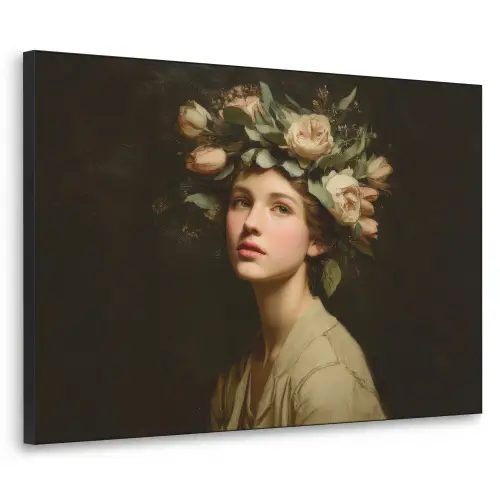 Bloemenstilte - Vrouw - Portret Textielframe zwart klein -3d
